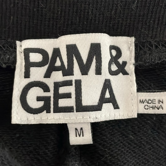 PAM & GELA Side Stripe Distressed Drawstring Elastic Stretch Track Pant Leggings - Picture 12 of 14